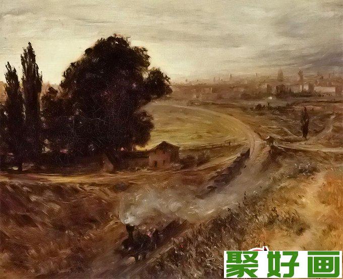 门采尔<a href=../zhuti/fengjinghua/ target=_blank class=infotextkey>风景画</a>《柏林到波茨坦的铁路》