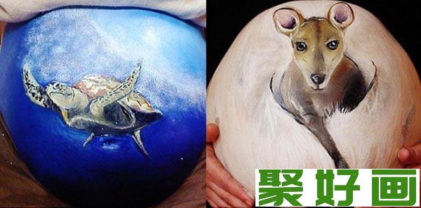 孕妇肚皮上的涂鸦绘画艺术图二