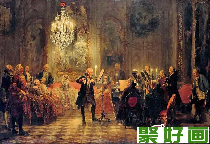 门采尔《腓特烈听桑索西长笛音乐会》