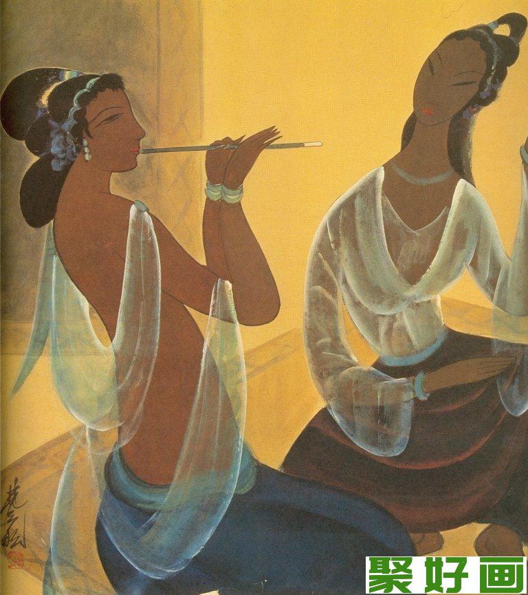 林风眠仕女图伎乐